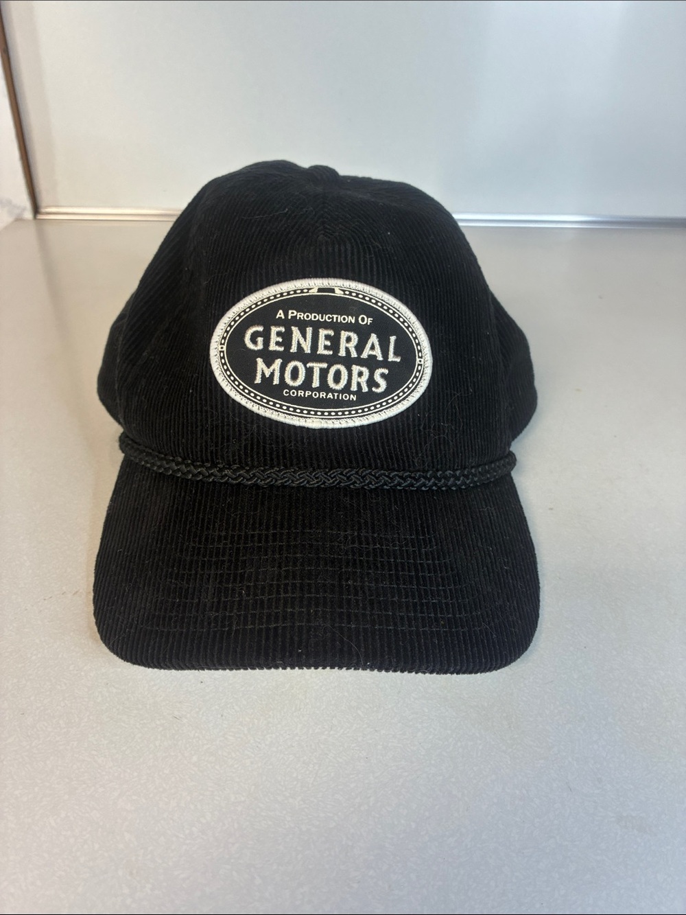 Authentic General Motors Corduroy SnapBack Baseball Hat Black Cap Vintage Rare